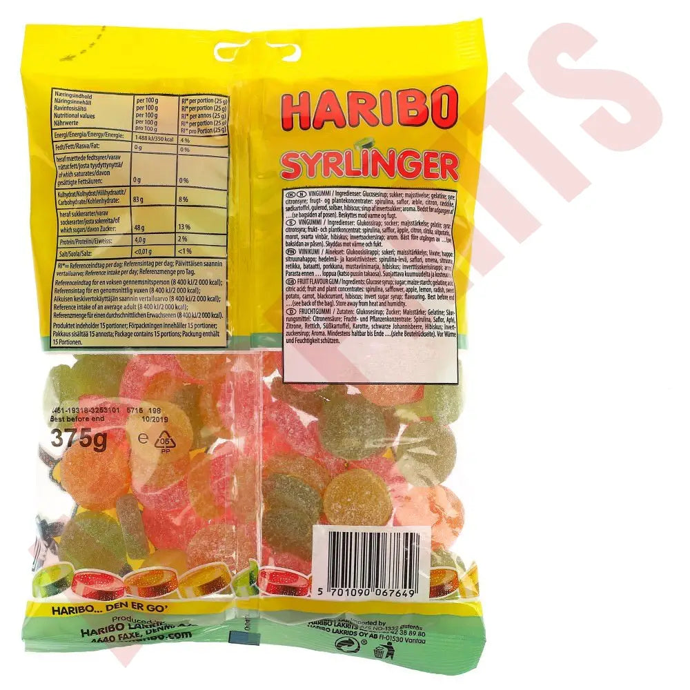 Haribo Syrlinge 375g - AllSpirits