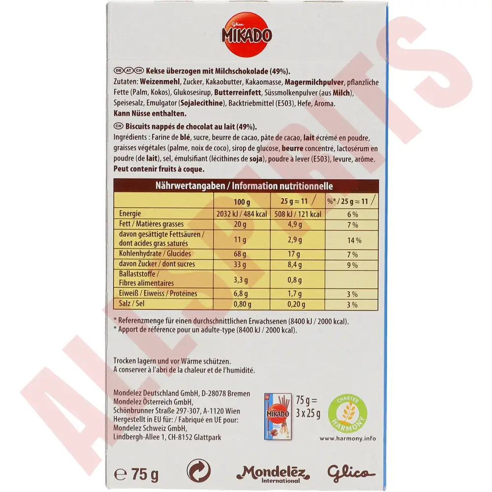Mikado Milchschokolade 75g - AllSpirits