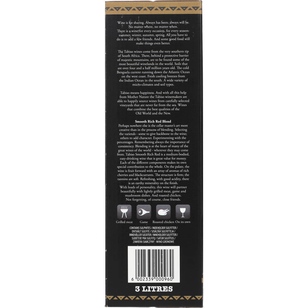 Tabiso Smooth Rich Red Blend 15% 3 Liter BiB