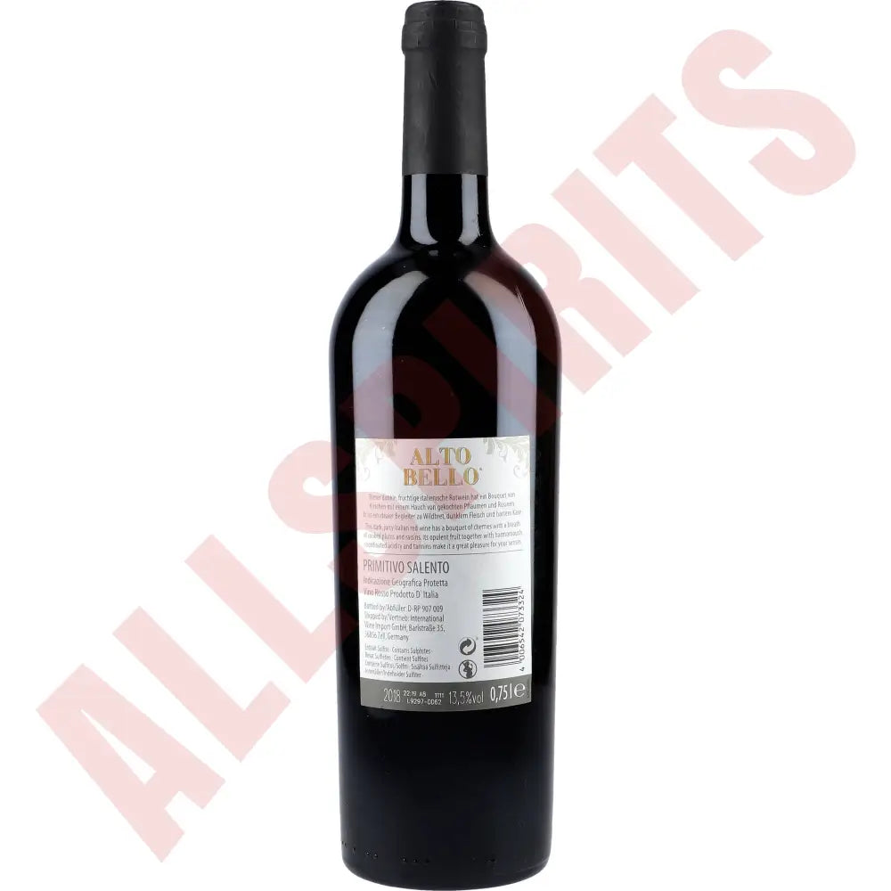 Alto Bello Primitivo 13,5% 0,75 ltr. - AllSpirits