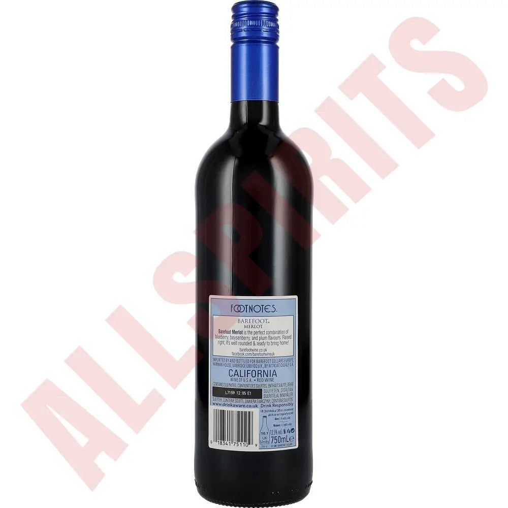 Barefoot Merlot 13,5% 0,75ltr - AllSpirits