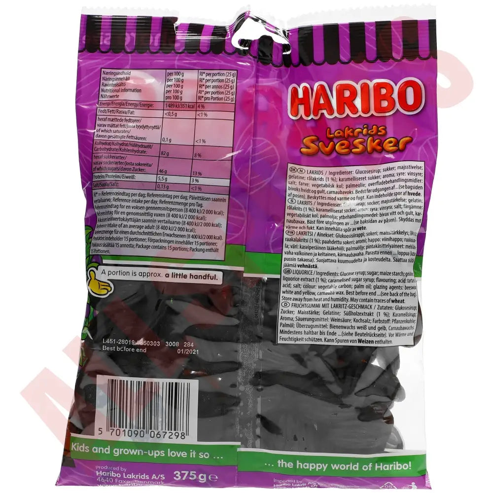 Haribo Lakrids Svesker 375g - AllSpirits