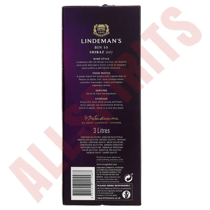 Lindemans Bin 50 Shiraz 13,5% 3 ltr. - AllSpirits