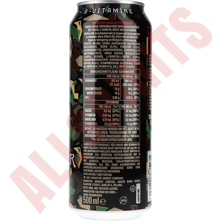 Monster Energy Assault 12x0,5 ltr. zzgl. DPG Pfand - AllSpirits