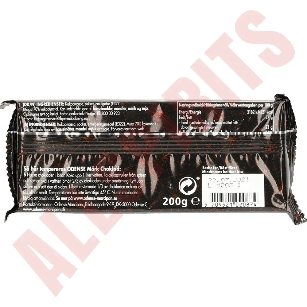 Odense Mørk Chokolade 70% 200g - AllSpirits