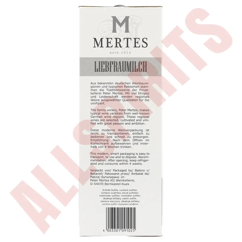 Peter Mertes Liebfraumilch 9,5% 3 ltr. - AllSpirits