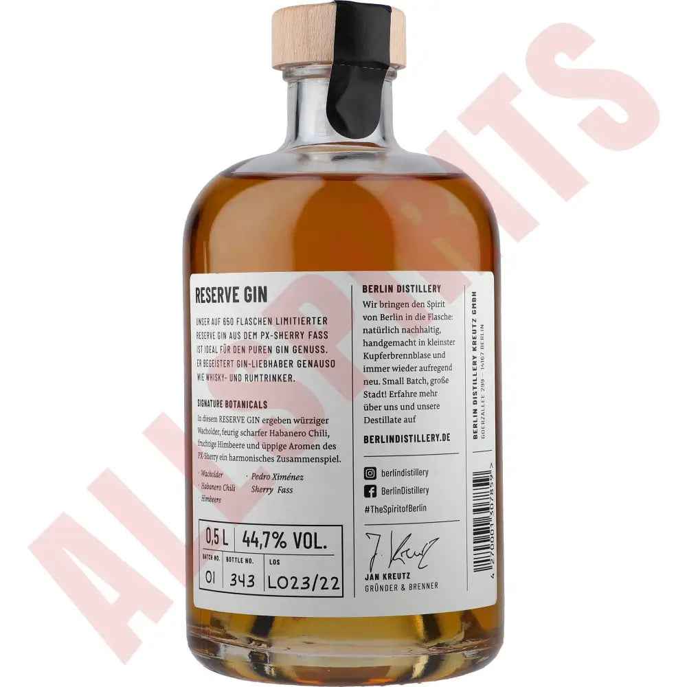 Reserve Gin 44,7% 0,5l - AllSpirits