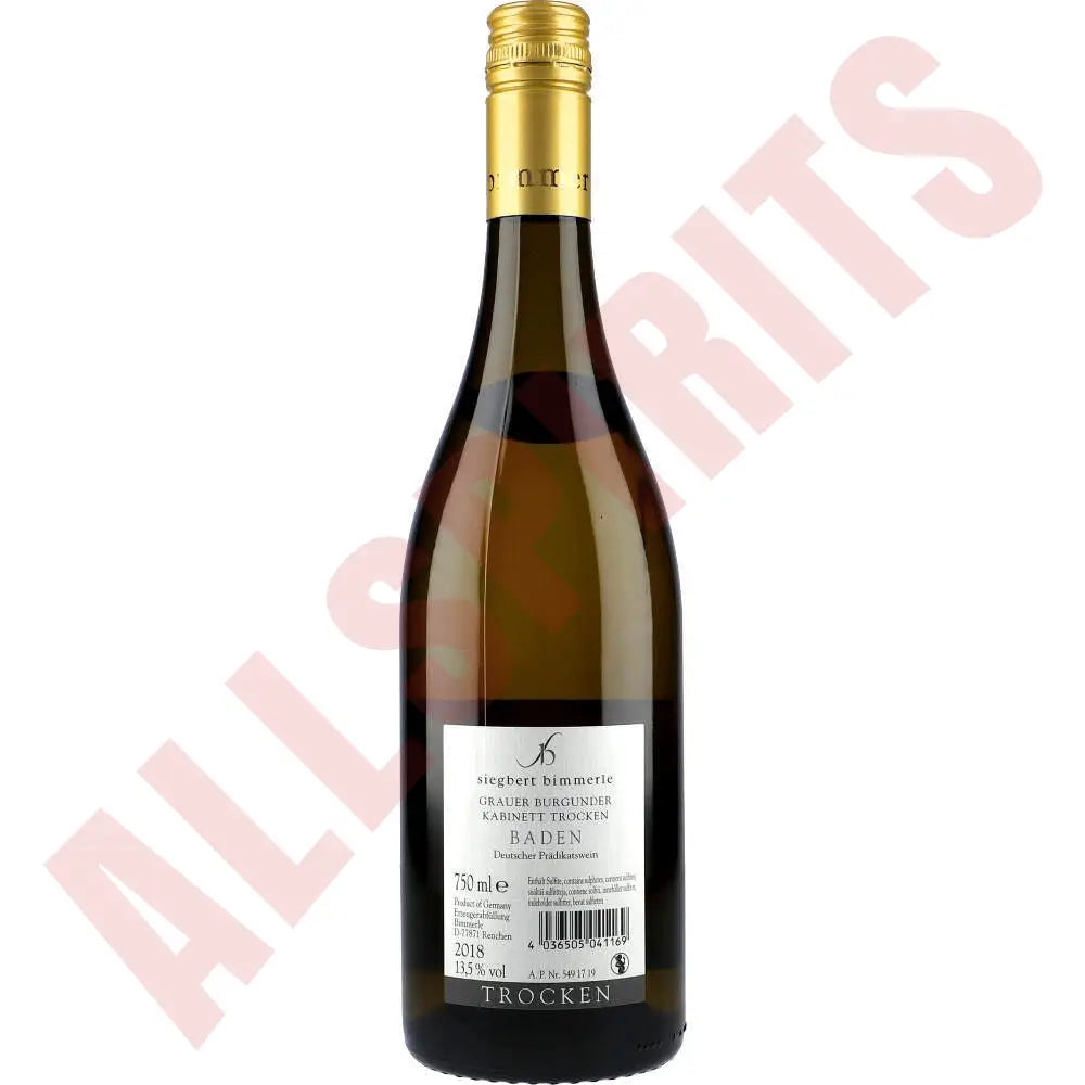 Siegbert Bimmerle Kabinett Grauer Burgunder 12,5% 0,75 ltr. - AllSpirits