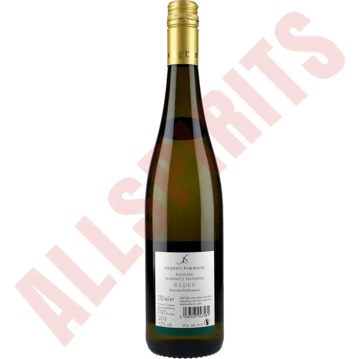 Siegbert Bimmerle Kabinett Riesling feinherb 12% 0,75 ltr. - AllSpirits