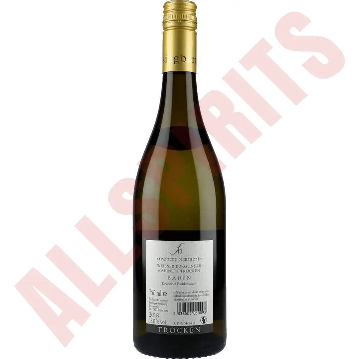 Siegbert Bimmerle Kabinett Weisser Burgunder 12,5% 0,75 ltr. - AllSpirits