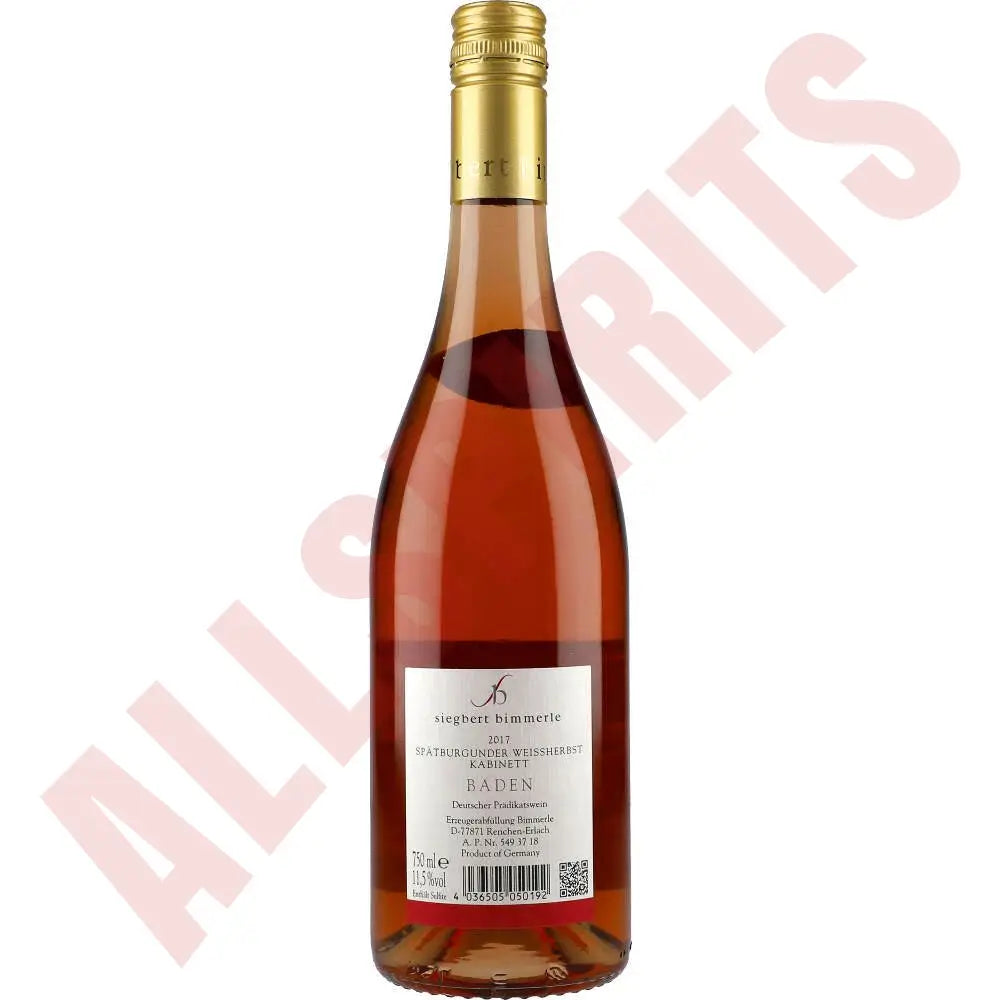 Siegbert Bimmerle Spätburgunder Weißherbst 11,5% 0,75 ltr. - AllSpirits