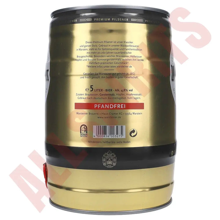 Warsteiner Premium Pilsener Fass 4,8% 5 l - AllSpirits