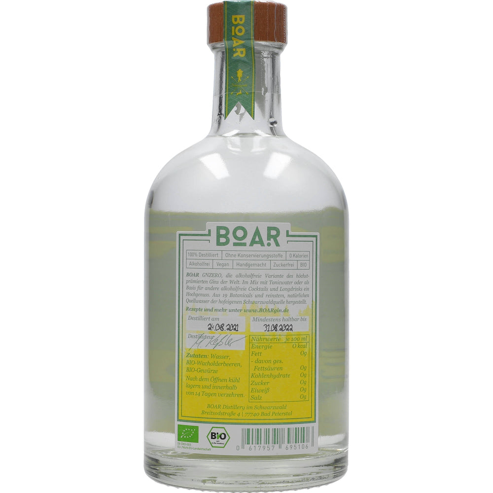 BOAR GNZERO Alkoholfreier GIN 0,5 ltr. 0,0% BIO - AllSpirits