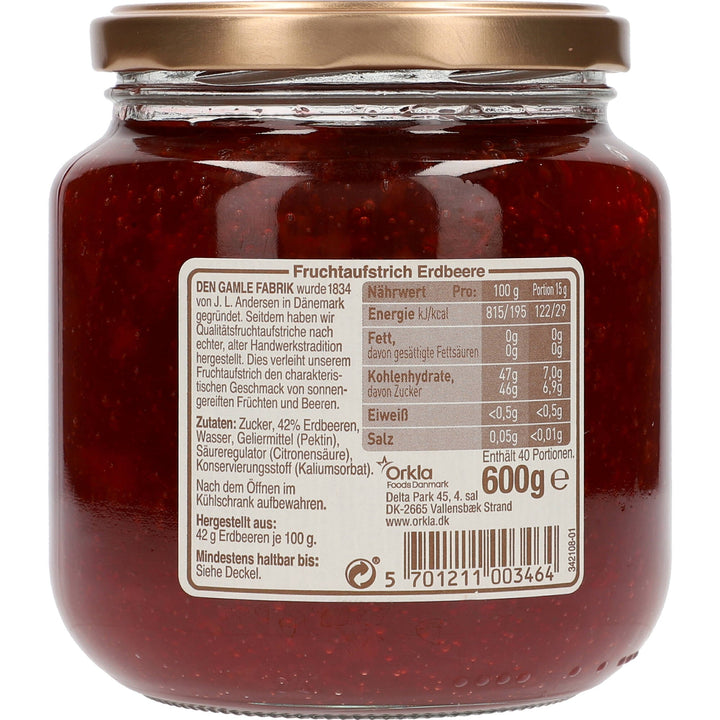 Den Gamle Fabrik Marmelade Erdbeere 600g - AllSpirits