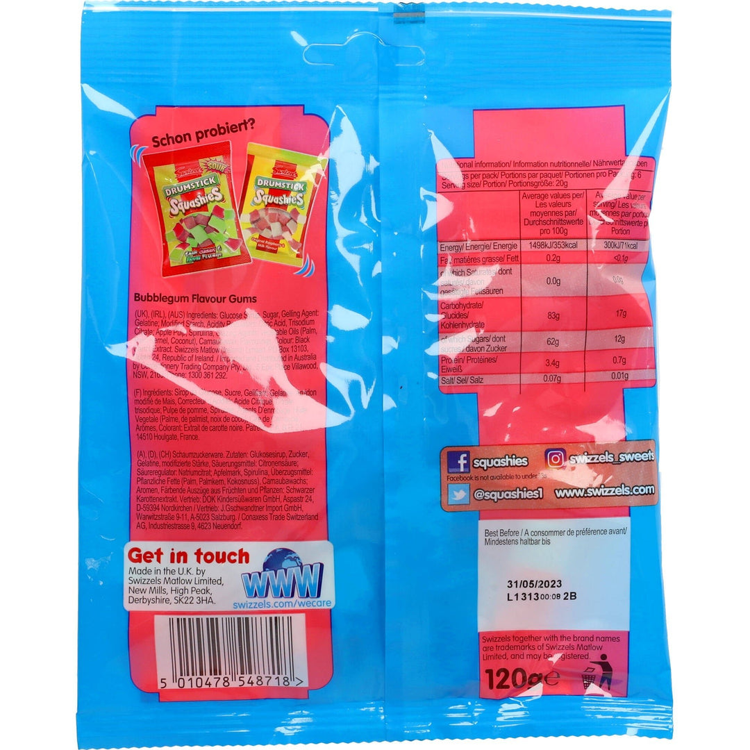 Swizzels Gum Flavour DOK Squashies AllSpirits – 120g Bubble Drumstick