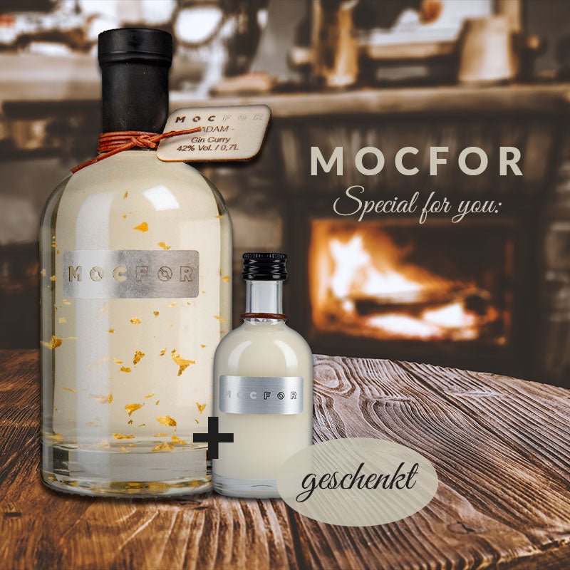 MOCFOR SPECIAL Gin Curry ADAM Blattgold 0,7 ltr. + EVE 0,05 ltr. GRATIS - AllSpirits