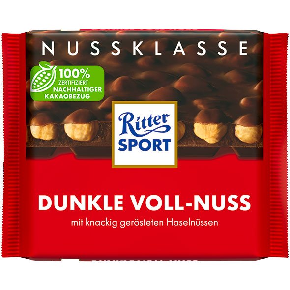 Ritter Sport Schokolade Nussklasse Dunkle Voll-Nuss 100g - AllSpirits